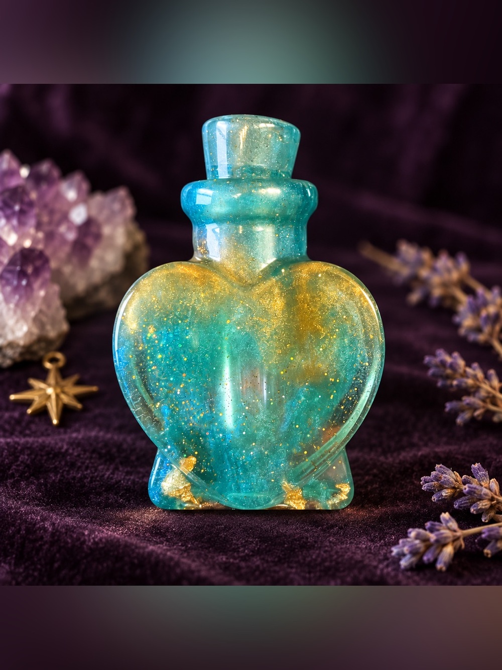 Golden Heart Elixir 💛 Handmade Resin Potion Bottle